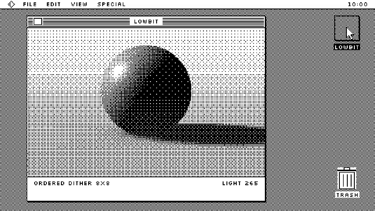 One-Bit Dithered Desktop: product ui animation made with Claude