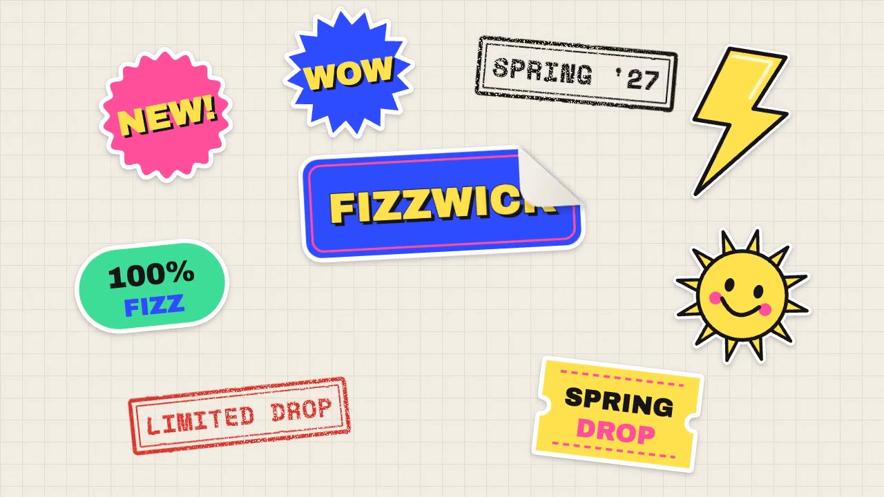 Sticker and Stamp Kinetic: kinetic type animation made with Claude
