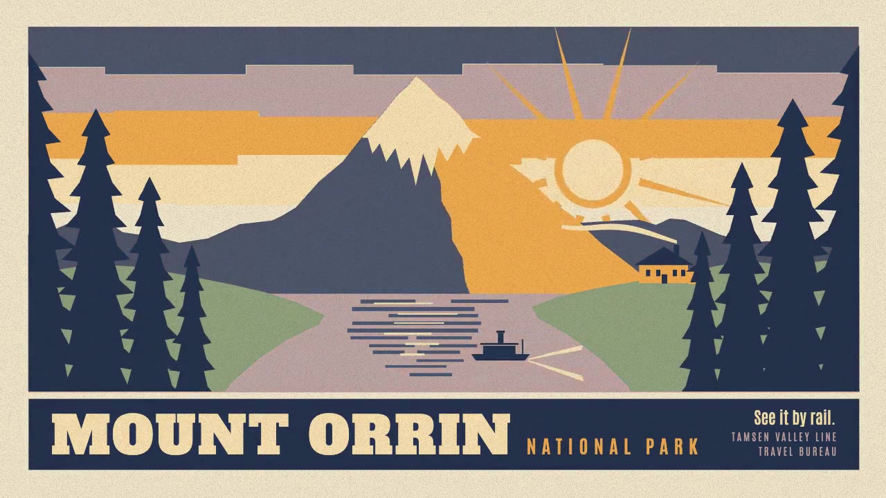 Vintage Travel Poster: shapes animation made with Claude